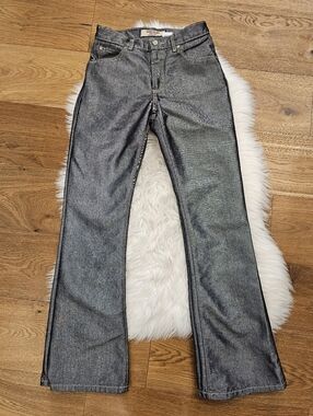 Vintage Low Rise Paris Blues Metallic Gray Flare Jeans